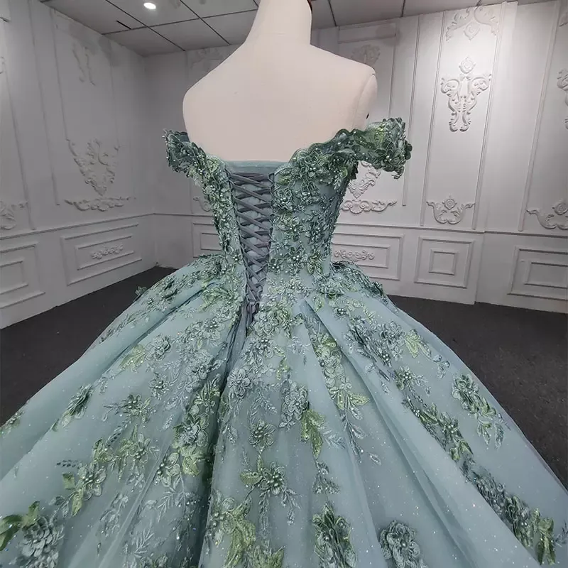 Ball Gown Green Long Prom Dress Unique Formal Dresses MLH06981