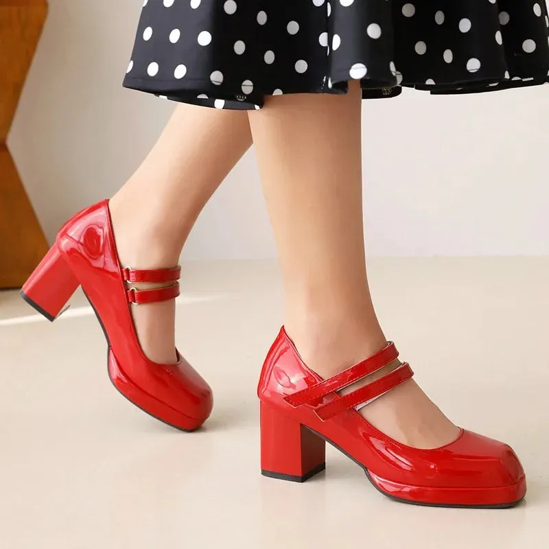 Hnzxzm Classic High Heels Women Pumps Shoes White Red Heeled Mary Janes Shoes Ladies New Party Office Wedding Shoes Female Size 47