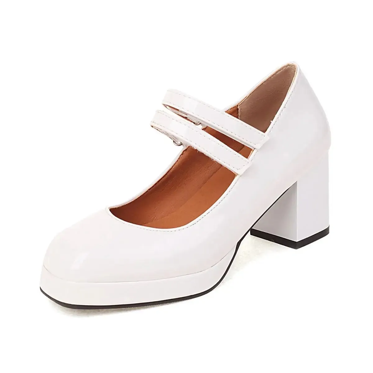 Hnzxzm Classic High Heels Women Pumps Shoes White Red Heeled Mary Janes Shoes Ladies New Party Office Wedding Shoes Female Size 47