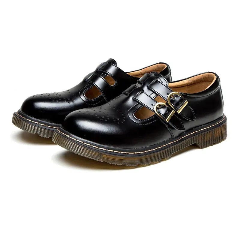 Hnzxzm Vintage Block Women's Shoes Thick Sole Sen Women's Japanese Mary Jane Single Shoes Cute Big Head JK Small Leather Shoes