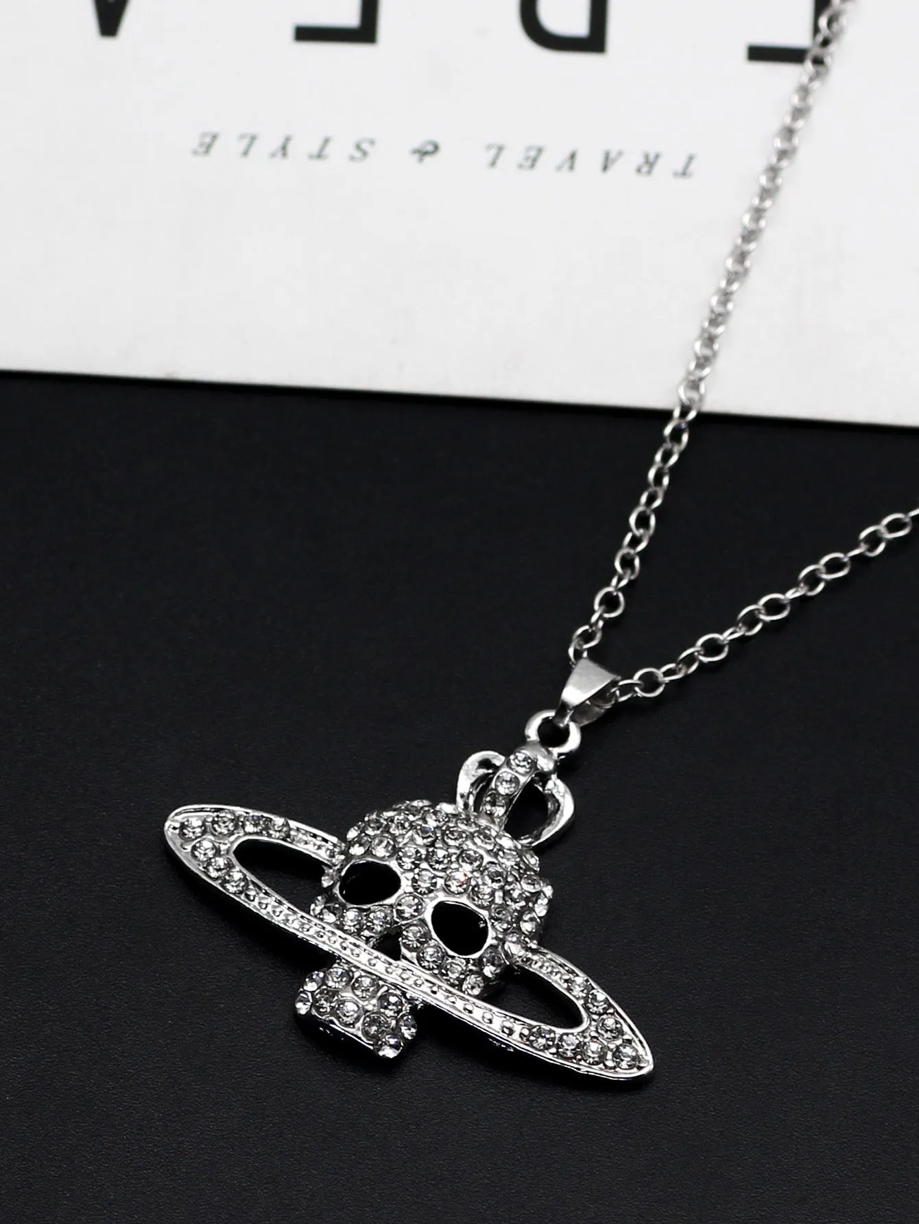 Men Rhinestone Skull Pendant Necklace for Men Jewelry for Men Gift for Men