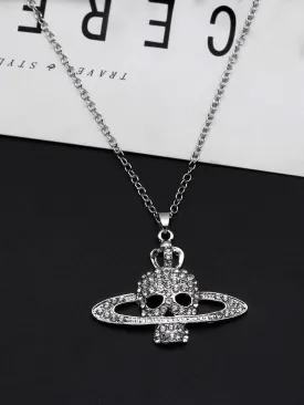 Men Rhinestone Skull Pendant Necklace for Men Jewelry for Men Gift for Men