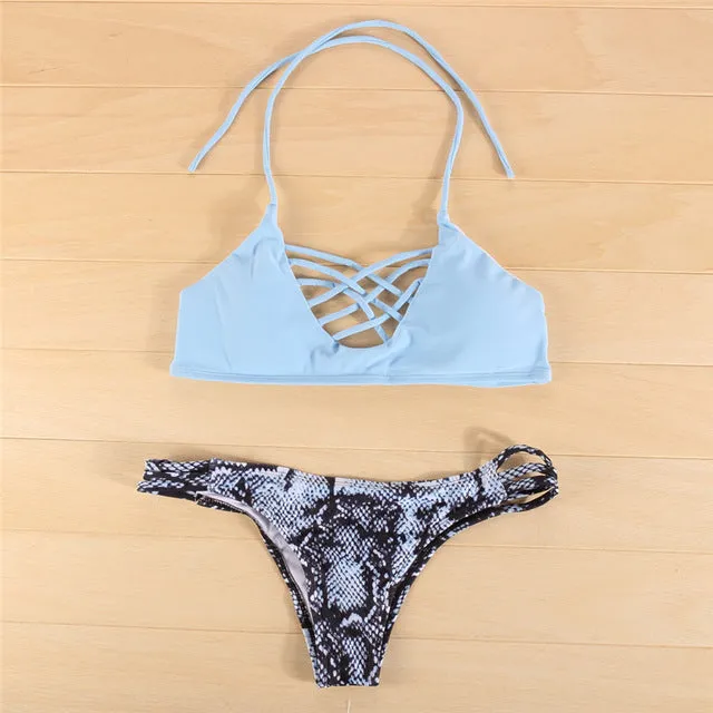 Sexy Brazilian Bikini 2017 New Arrival Swimwear Women Bikini Set Cross Bandage Beach Bathing Suit Low Waist Push Up Swimsuit
