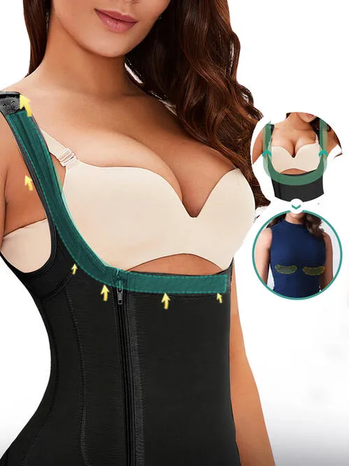 TEEK - Full Size Side Zip Up Wide Strap Shapewear